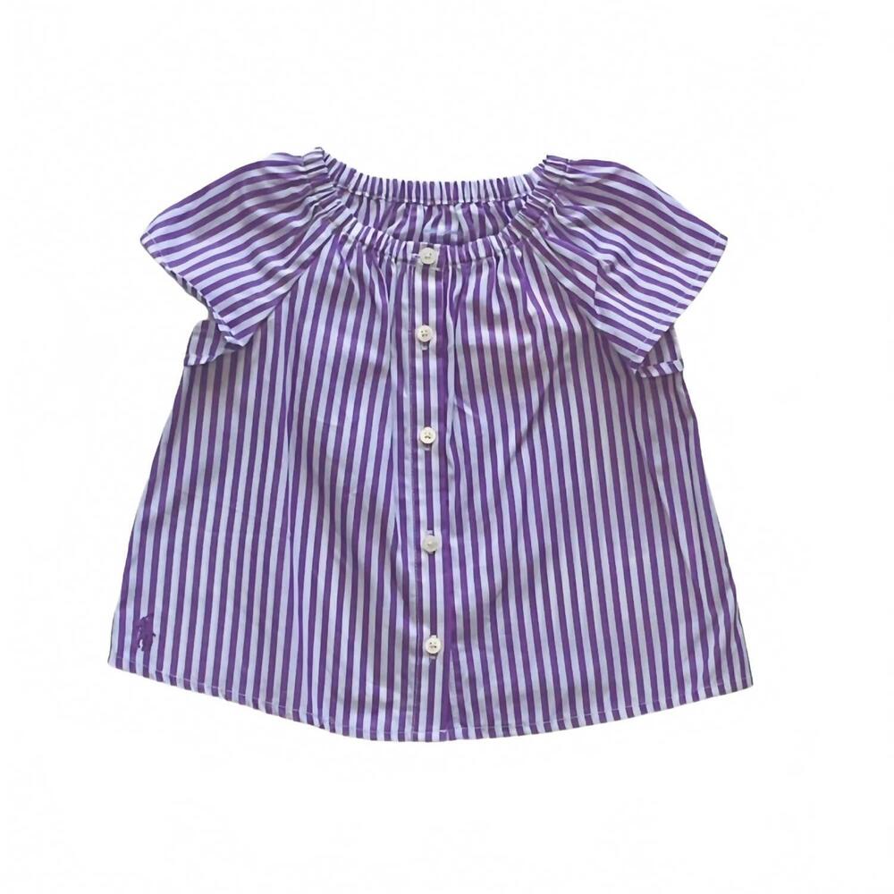 NEW RALPH LAUREN girl's bengal stripe top in purple/white
